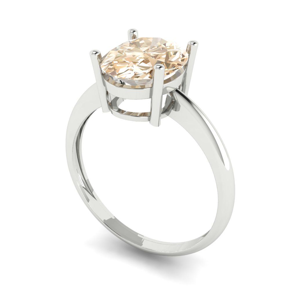 2.5 cttw Natural Morganite Solitaire  Engagement Ring - Solid Gold (Oval Cut,9.5x7.5mm)