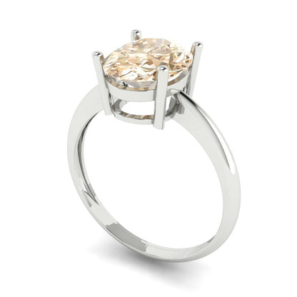 2.5 cttw Natural Morganite Solitaire  Engagement Ring - Solid Gold (Oval Cut,9.5x7.5mm)