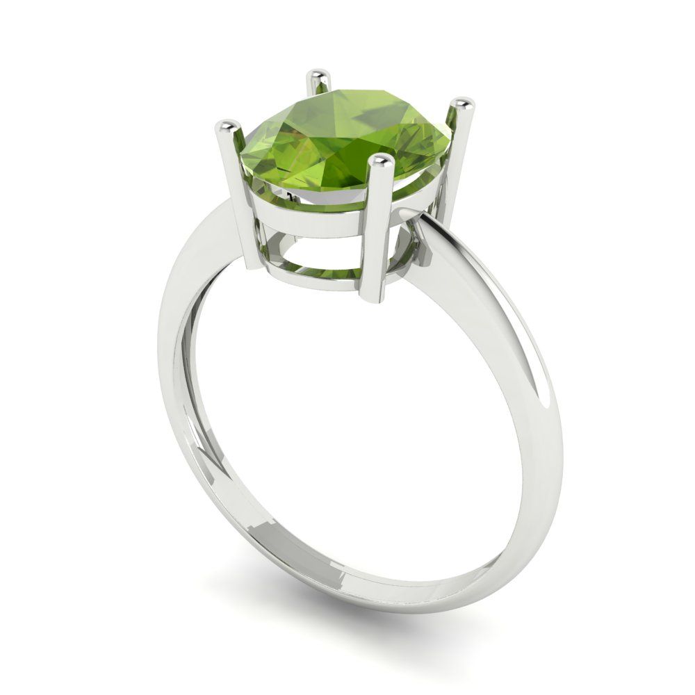 2.5 cttw Natural Peridot Solitaire  Engagement Ring - Solid Gold (Oval Cut,9.5x7.5mm)