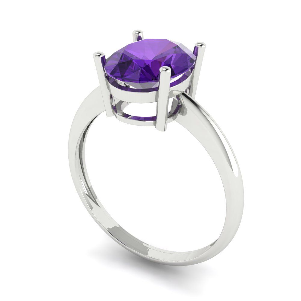 2.5 cttw Natural Amethyst Solitaire  Engagement Ring - Solid Gold (Oval Cut,9.5x7.5mm)