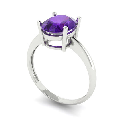 2.5 cttw Natural Amethyst Solitaire  Engagement Ring - Solid Gold (Oval Cut,9.5x7.5mm)