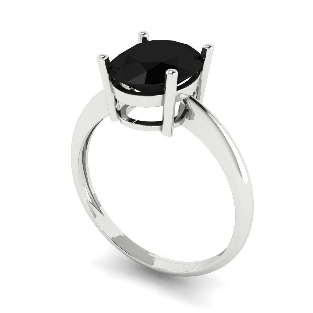 2.5 cttw Natural Onyx Solitaire  Engagement Ring - Solid Gold (Oval Cut,9.5x7.5mm)