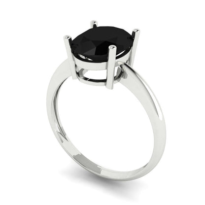 2.5 cttw Natural Onyx Solitaire  Engagement Ring - Solid Gold (Oval Cut,9.5x7.5mm)