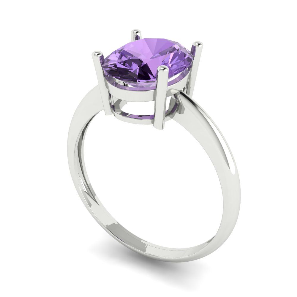 2.5 cttw Simulated Alexandrite Solitaire  Engagement Ring - Solid Gold (Oval Cut,9.5x7.5mm)