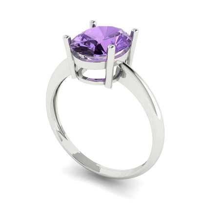2.5 cttw Simulated Alexandrite Solitaire  Engagement Ring - Solid Gold (Oval Cut,9.5x7.5mm)