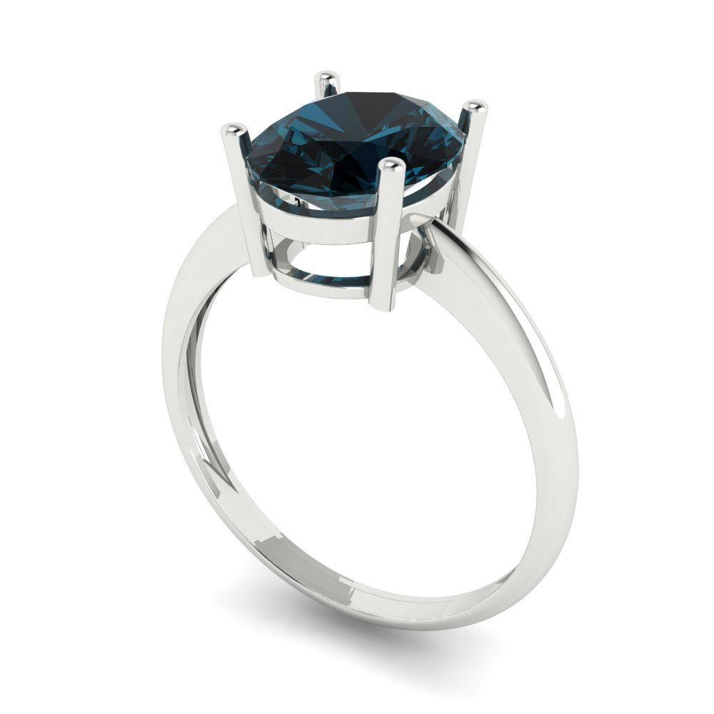2.5 cttw Natural London Blue Topaz Solitaire  Engagement Ring - Solid Gold (Oval Cut,9.5x7.5mm)