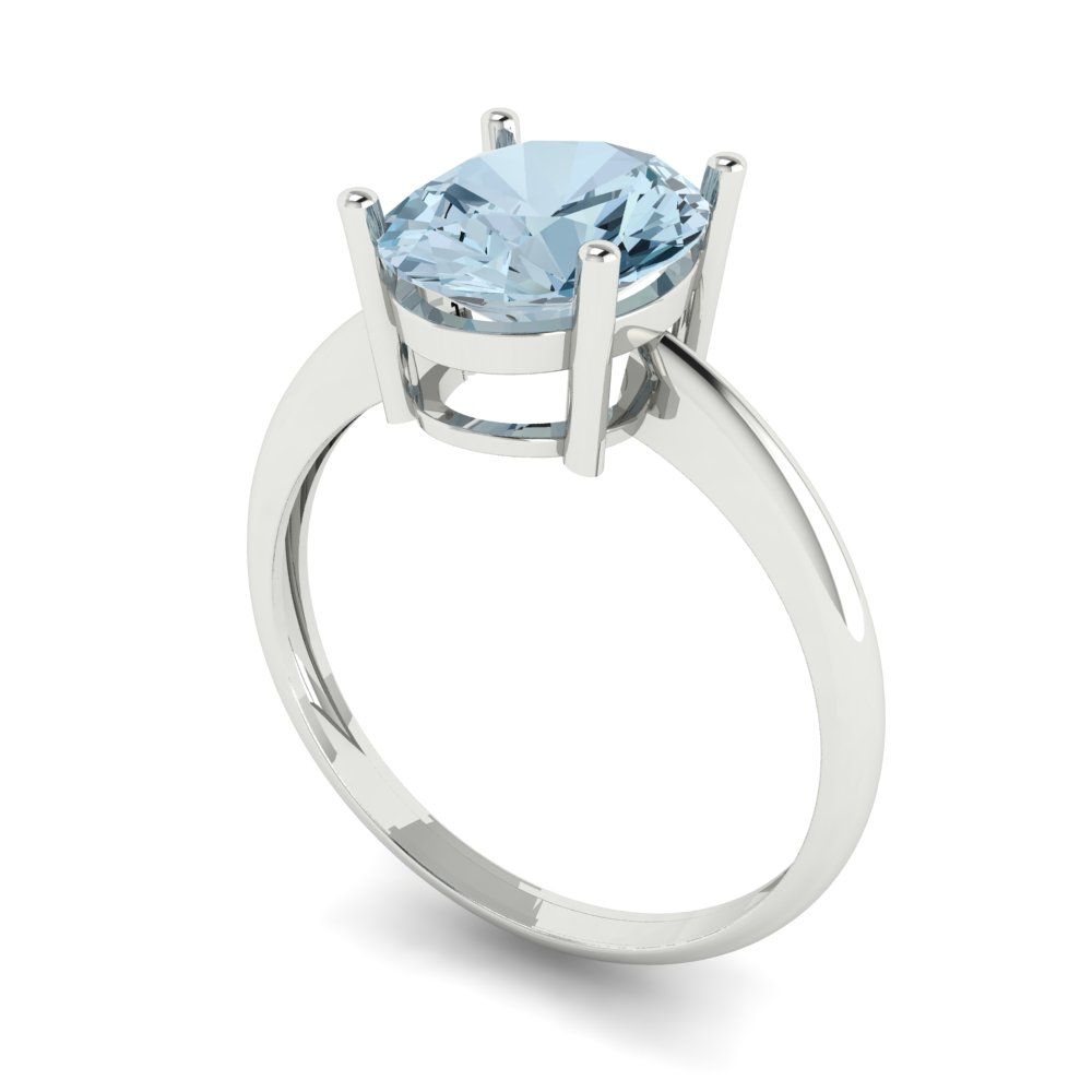 2.5 cttw Natural Swiss Blue Topaz Solitaire  Engagement Ring - Solid Gold (Oval Cut,9.5x7.5mm)