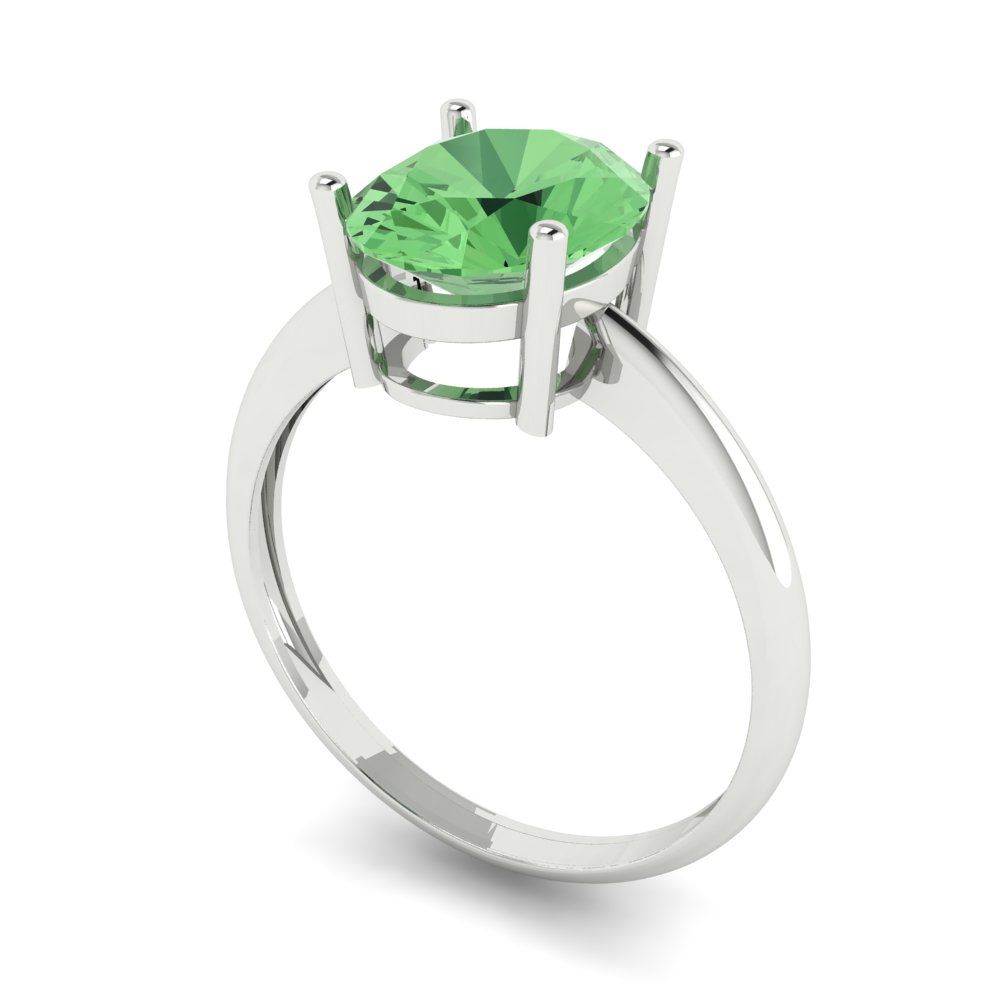 2.5 cttw Zirconia Simulated Green Diamond Solitaire  Engagement Ring - Solid Gold (VVS1, Oval Cut,9.5x7.5mm)