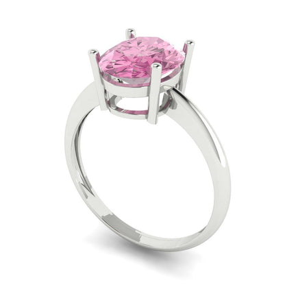 2.5 cttw Zirconia Simulated Pink Diamond Solitaire  Engagement Ring - Solid Gold (VVS1, Oval Cut,9.5x7.5mm)