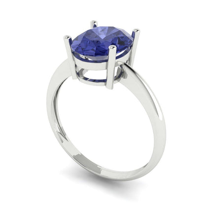 2.5 cttw Simulated Tanzanite Solitaire  Engagement Ring - Solid Gold (Oval Cut,9.5x7.5mm)