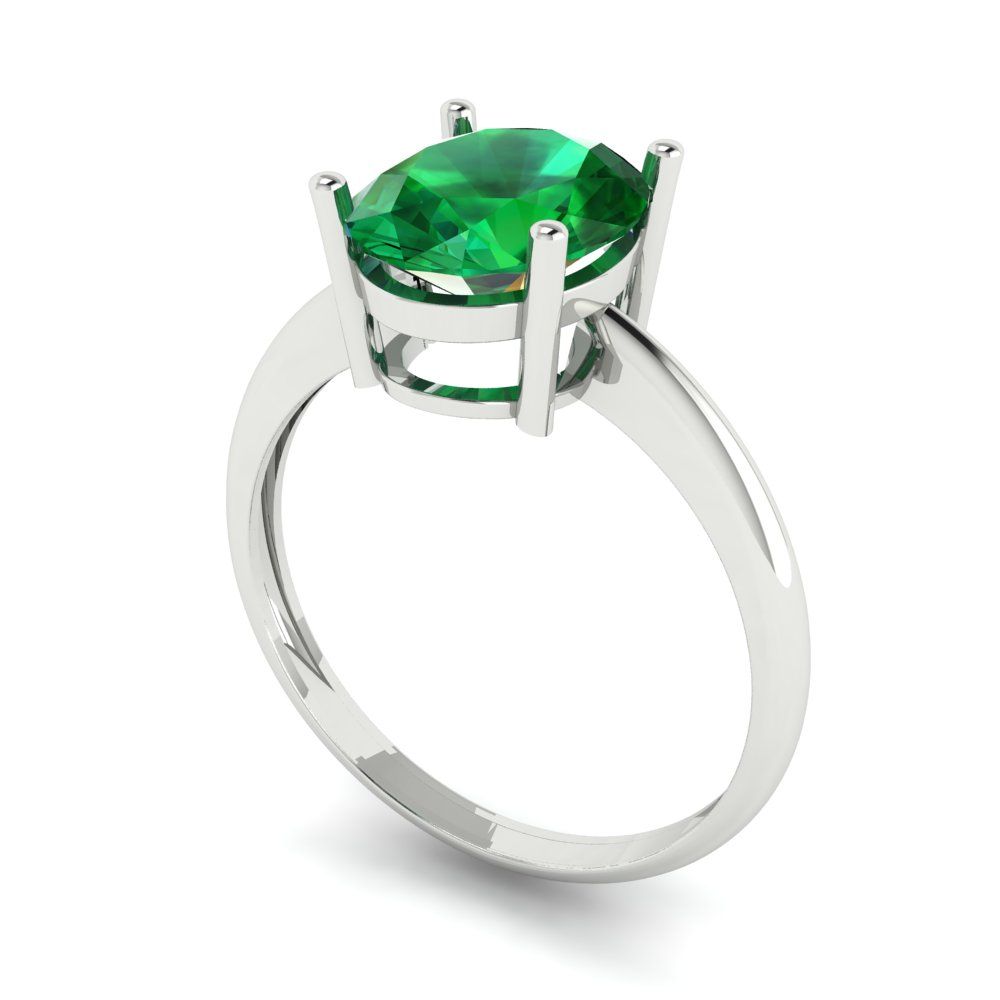 2.5 cttw Simulated Emerald Solitaire  Engagement Ring - Solid Gold (Oval Cut,9.5x7.5mm)