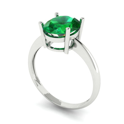 2.5 cttw Simulated Emerald Solitaire  Engagement Ring - Solid Gold (Oval Cut,9.5x7.5mm)