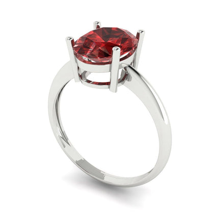 2.5 cttw Natural Garnet Solitaire  Engagement Ring - Solid Gold (Oval Cut,9.5x7.5mm)