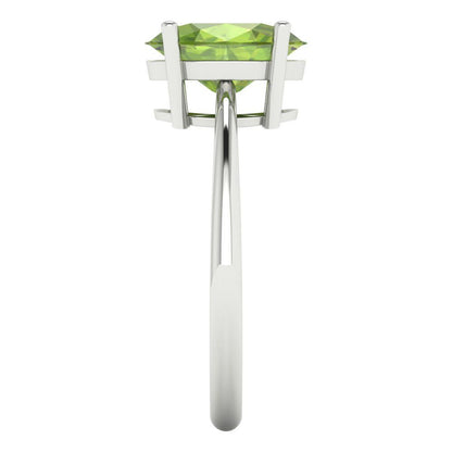 2.5 cttw Natural Peridot Solitaire  Engagement Ring - Solid Gold (Oval Cut,9.5x7.5mm)