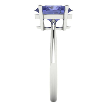 2.5 cttw Simulated Tanzanite Solitaire  Engagement Ring - Solid Gold (Oval Cut,9.5x7.5mm)