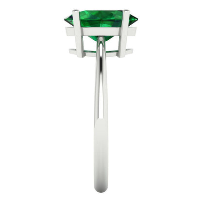 2.5 cttw Simulated Emerald Solitaire  Engagement Ring - Solid Gold (Oval Cut,9.5x7.5mm)