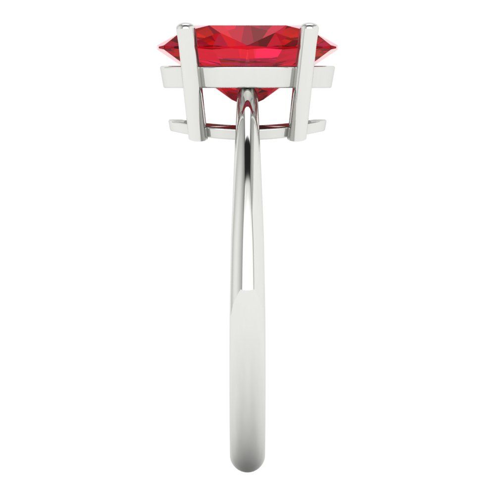 2.5 cttw Simulated Ruby Solitaire  Engagement Ring - Solid White Gold (VVS1, Oval Cut,9.5x7.5mm)