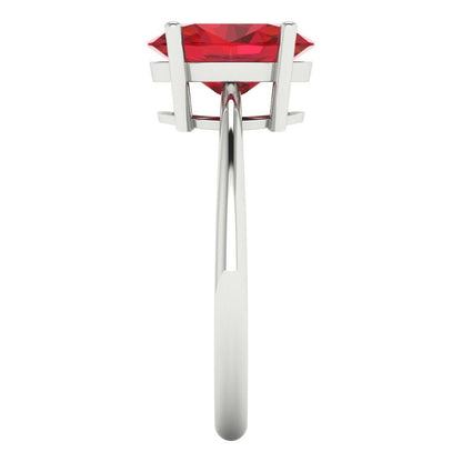 2.5 cttw Simulated Ruby Solitaire  Engagement Ring - Solid White Gold (VVS1, Oval Cut,9.5x7.5mm)