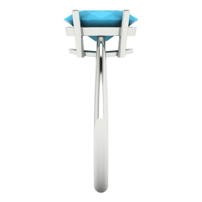 2.5 cttw Simulated Turquoise Solitaire  Engagement Ring - Solid Gold (Oval Cut,9.5x7.5mm)