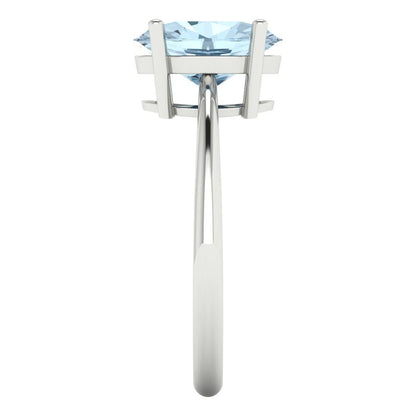 2.5 cttw Natural Aquamarine Solitaire  Engagement Ring - Solid Gold (Oval Cut,9.5x7.5mm)