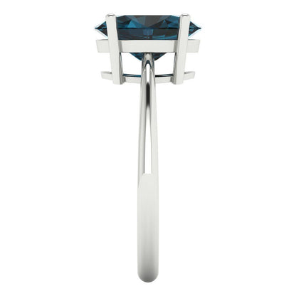 2.5 cttw Natural London Blue Topaz Solitaire  Engagement Ring - Solid Gold (Oval Cut,9.5x7.5mm)