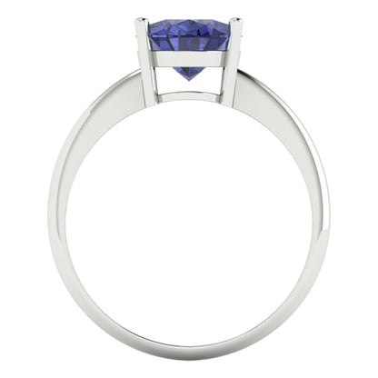 2.5 cttw Simulated Tanzanite Solitaire  Engagement Ring - Solid Gold (Oval Cut,9.5x7.5mm)