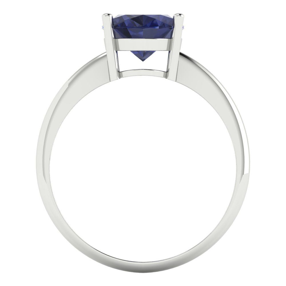 2.5 cttw Simulated Blue Sapphire Solitaire  Engagement Ring - Solid Gold (Oval Cut,9.5x7.5mm)