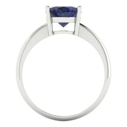 2.5 cttw Simulated Blue Sapphire Solitaire  Engagement Ring - Solid Gold (Oval Cut,9.5x7.5mm)