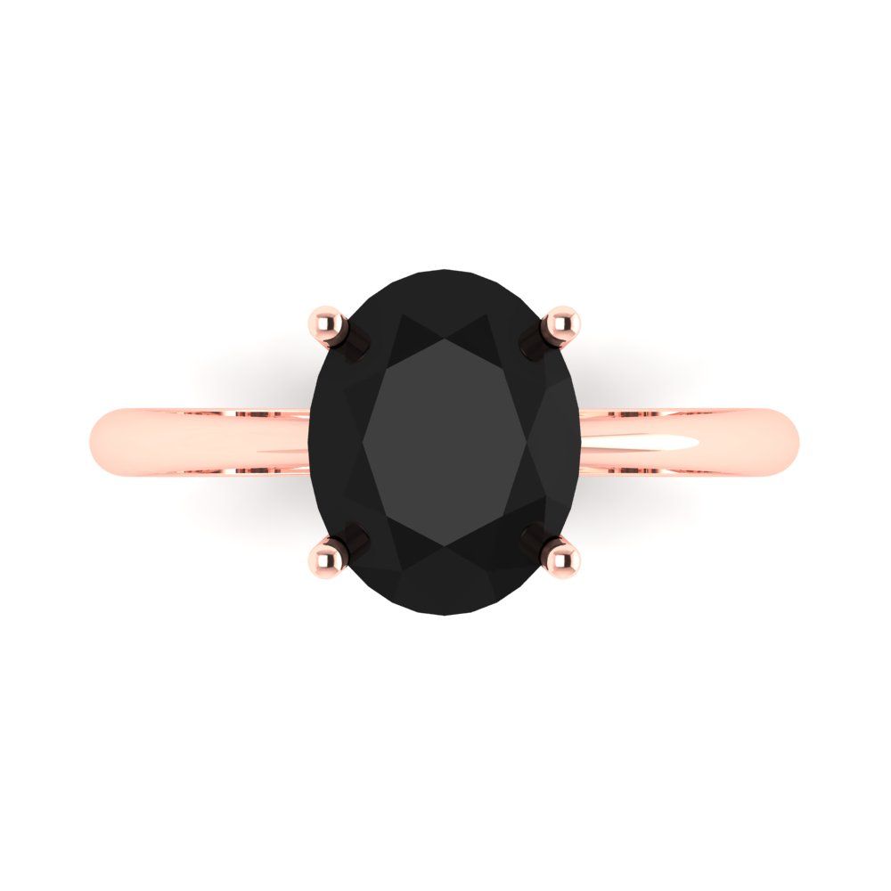 2.5 cttw Natural Onyx Solitaire  Engagement Ring - Solid Gold (Oval Cut,9.5x7.5mm)