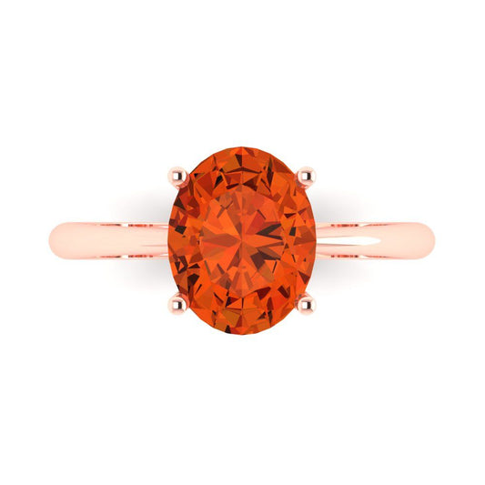 2.5 cttw Zirconia Simulated Red Diamond Solitaire  Engagement Ring - Solid Rose Gold (VVS1, Oval Cut,9.5x7.5mm)