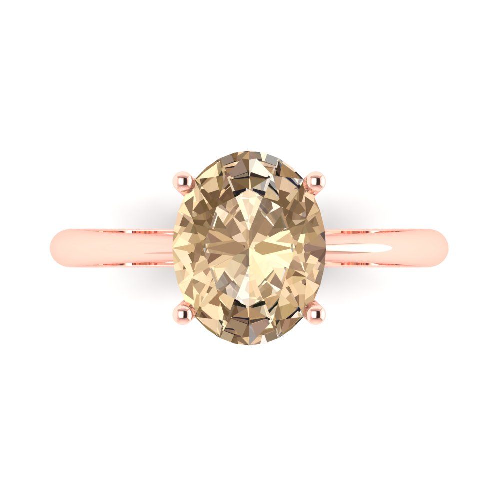 2.5 cttw Yellow Moissanite Solitaire  Engagement Ring - Solid Gold (Oval Cut,9.5x7.5mm)