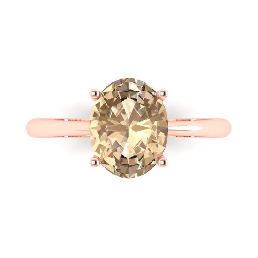 2.5 cttw Yellow Moissanite Solitaire  Engagement Ring - Solid Rose Gold (VVS1, Oval Cut,9.5x7.5mm)