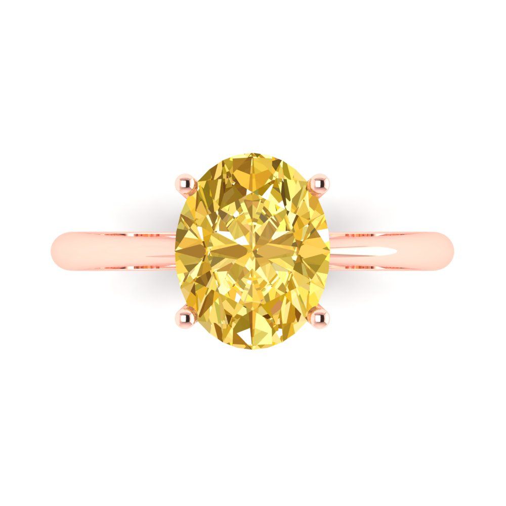 2.5 cttw Natural Citrine Solitaire  Engagement Ring - Solid Gold (Oval Cut,9.5x7.5mm)