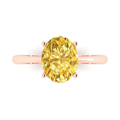 2.5 cttw Natural Citrine Solitaire  Engagement Ring - Solid Gold (Oval Cut,9.5x7.5mm)