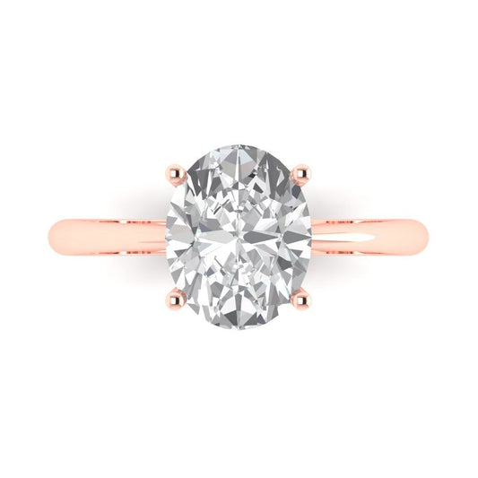 2.5 cttw Moissanite Solitaire  Engagement Ring - Solid Rose Gold (VVS1, Oval Cut,9.5x7.5mm)
