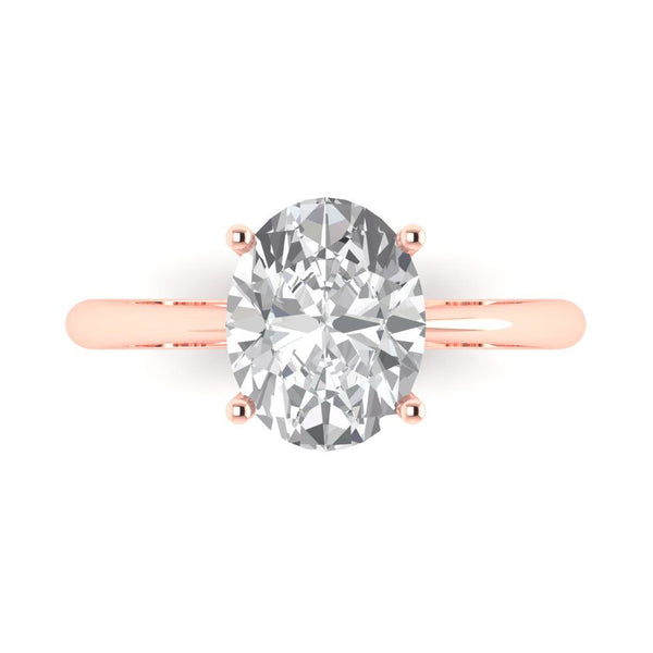 2.5 ct Brilliant Oval Cut Moissanite Stone Rose Gold Solitaire Ring