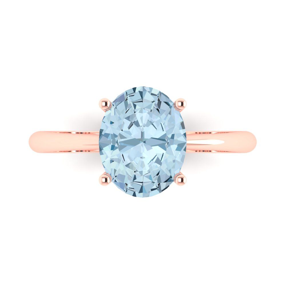 2.5 cttw Natural Sky Blue Topaz Solitaire  Engagement Ring - Solid Gold (Oval Cut,9.5x7.5mm)