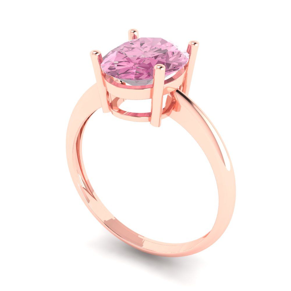 2.5 cttw Zirconia Simulated Pink Diamond Solitaire  Engagement Ring - Solid Gold (VVS1, Oval Cut,9.5x7.5mm)