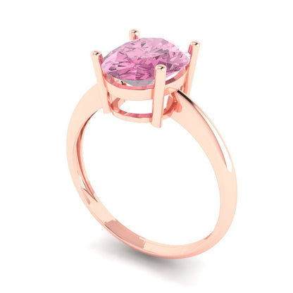2.5 cttw Zirconia Simulated Pink Diamond Solitaire  Engagement Ring - Solid Gold (VVS1, Oval Cut,9.5x7.5mm)