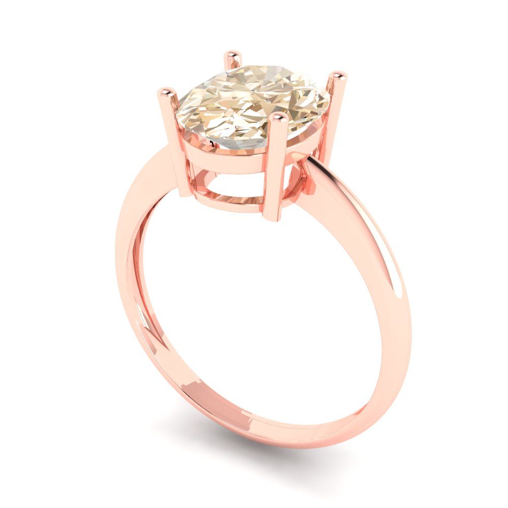 2.5 cttw Natural Morganite Solitaire  Engagement Ring - Solid Gold (Oval Cut,9.5x7.5mm)