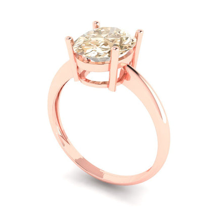 2.5 cttw Natural Morganite Solitaire  Engagement Ring - Solid Gold (Oval Cut,9.5x7.5mm)