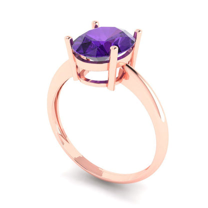 2.5 cttw Natural Amethyst Solitaire  Engagement Ring - Solid Gold (Oval Cut,9.5x7.5mm)