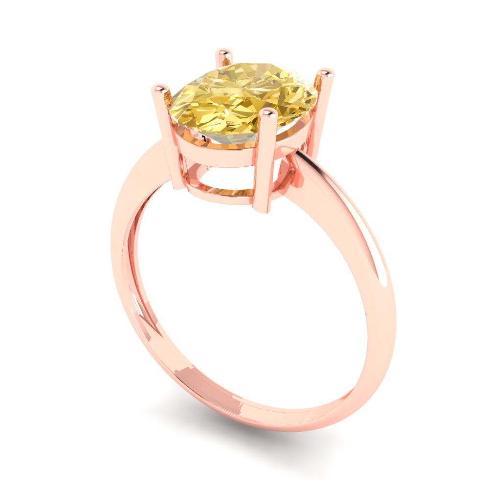 2.5 cttw Yellow Moissanite Solitaire  Engagement Ring - Solid Gold (Oval Cut,9.5x7.5mm)