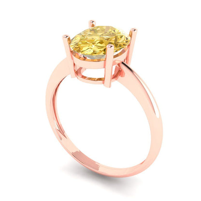 2.5 cttw Yellow Moissanite Solitaire  Engagement Ring - Solid Gold (Oval Cut,9.5x7.5mm)