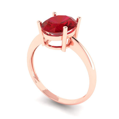 2.5 cttw Simulated Ruby Solitaire  Engagement Ring - Solid Rose Gold (VVS1, Oval Cut,9.5x7.5mm)