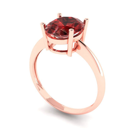 2.5 cttw Natural Garnet Solitaire  Engagement Ring - Solid Gold (Oval Cut,9.5x7.5mm)