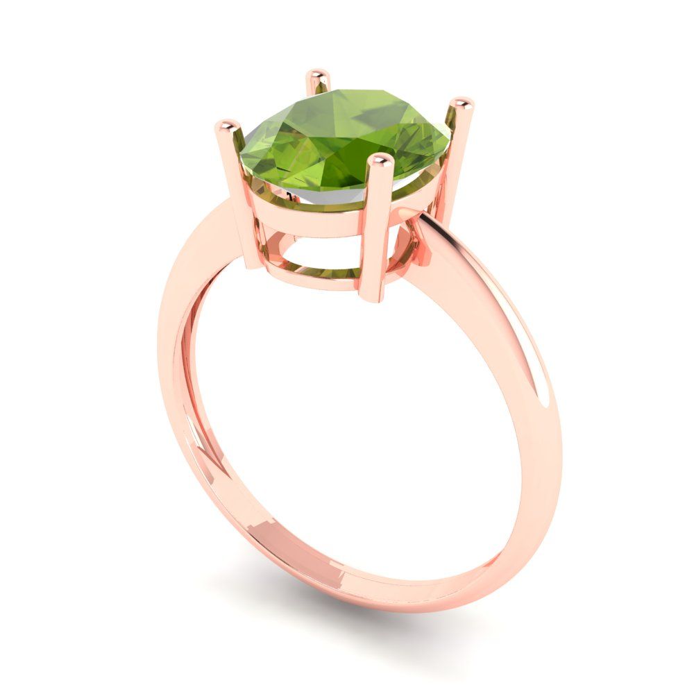 2.5 cttw Natural Peridot Solitaire  Engagement Ring - Solid Gold (Oval Cut,9.5x7.5mm)