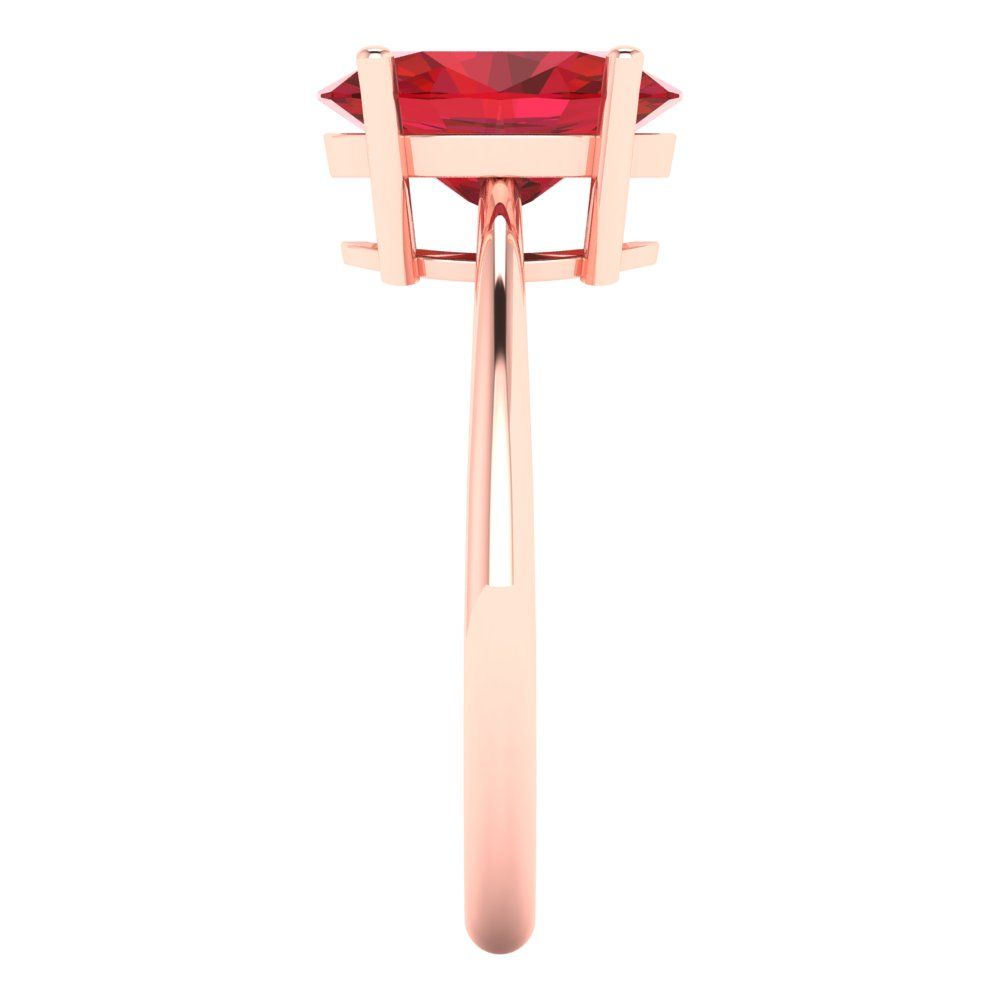 2.5 cttw Simulated Ruby Solitaire  Engagement Ring - Solid Rose Gold (VVS1, Oval Cut,9.5x7.5mm)