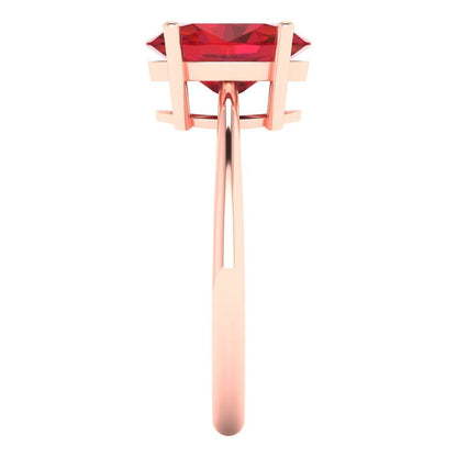 2.5 cttw Simulated Ruby Solitaire  Engagement Ring - Solid Rose Gold (VVS1, Oval Cut,9.5x7.5mm)