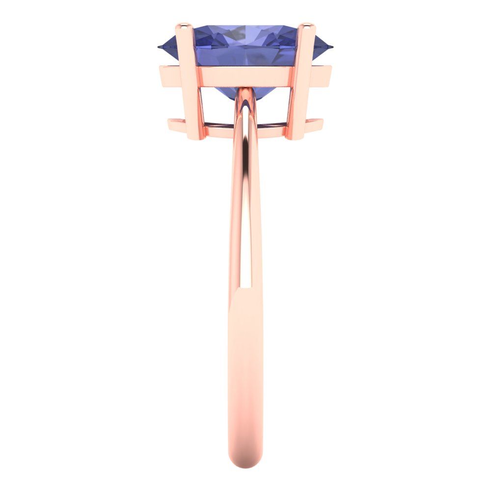 2.5 cttw Simulated Tanzanite Solitaire  Engagement Ring - Solid Gold (Oval Cut,9.5x7.5mm)